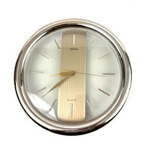 VTG Sunbeam Quartz Battery Movement Clear Gold Wall Clock Tested 1990s